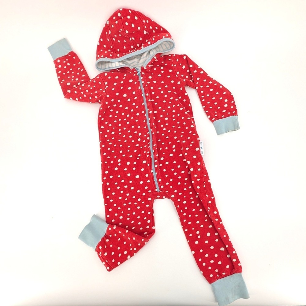 Purl Lamb Red Polka Dot Hooded Romper Jumpsuit‎ Size 5/6T
